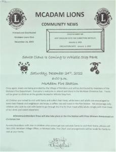 McAdam Lions Community News