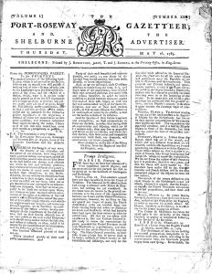 Port Roseway Gazetteer and the Shelburne Advertiser