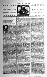 Rivington's New-York Gazetteer, or, the Connecticut, New Jersey, Hudson's River and Quebec Weekly Advertiser