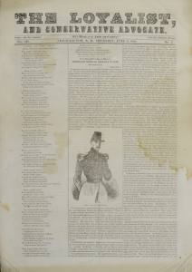 Front page of the Loyalist and Conservative Advocate from June 6th, 1844