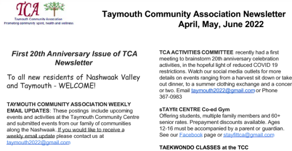 Taymouth Community Association Newsletter