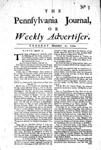 The Pennsylvania Journal, or, Weekly Advertiser