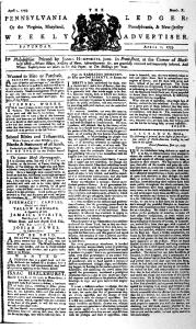 The Pennsylvania Ledger, or, The Virginia, Maryland, Pennsylvania, & New-Jersey Weekly Advertiser