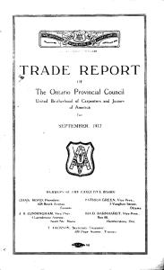 Trade Report of the Ontario Provincial Council